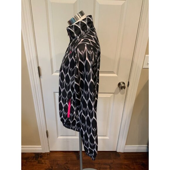 The North Face Black & White Wavy Print Zip-Up Windbreaker, Size Small - Picture 4 of 7